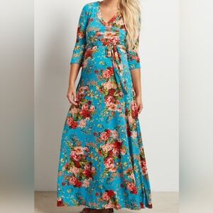 Maternity Pinkblush Floral Long Sleeve Maxi Dress